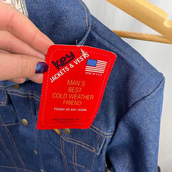 Vtg Saddle King Western Denim Jacket Deadstock Made in USA Dark Small Raw Snap - Picture 4 of 5
